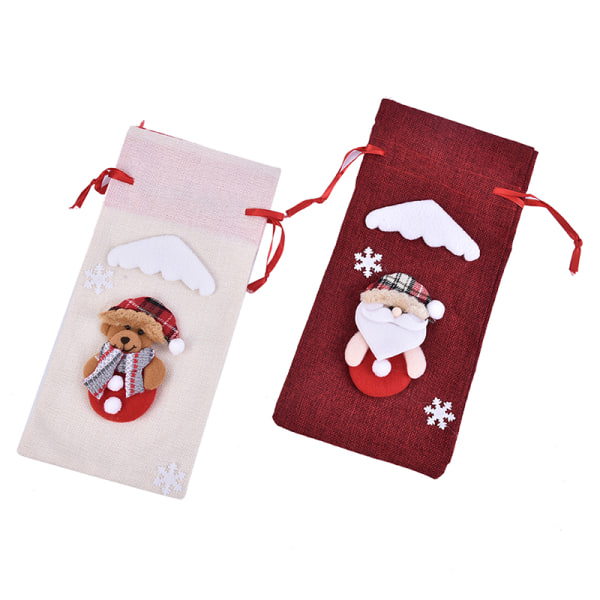 Christmas Decoration Linen Old Man Red Wine Bottle Set New Year Green Snowman