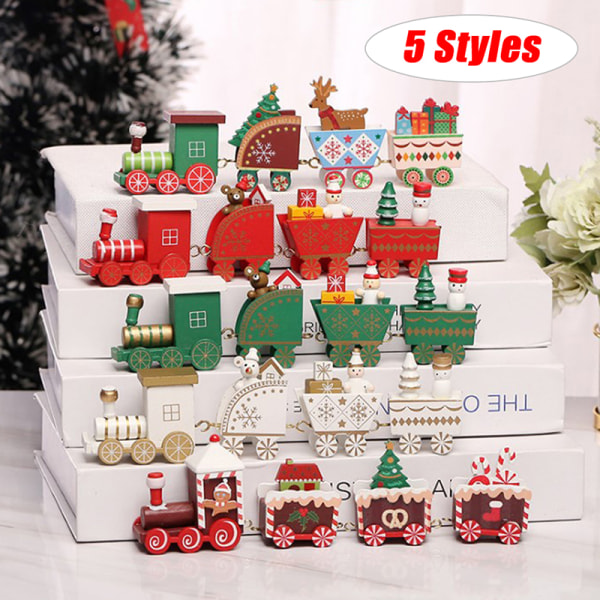 Christmas Decoration Wooden Little Train Home Decor Ornaments Red