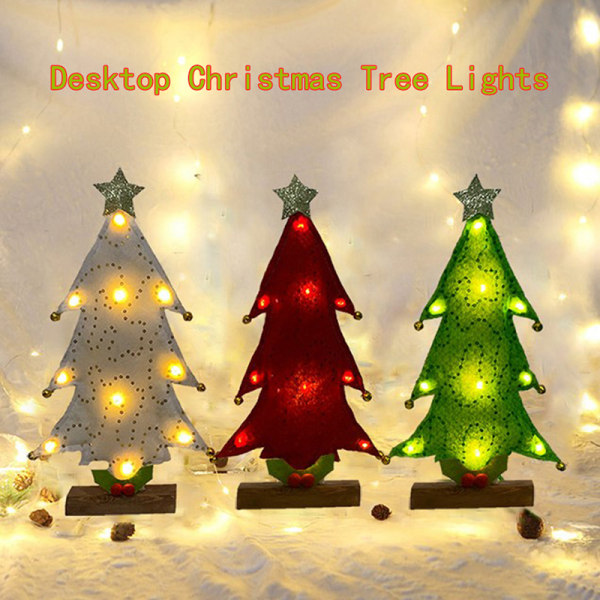 Christmas Elegant Home Craft Desktop Tree Light Mini Led Fo Gold
