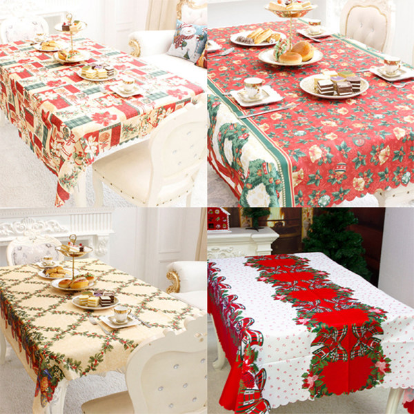 Christmas Polyester Printed Tablecloth New Year Table Covers Chr D