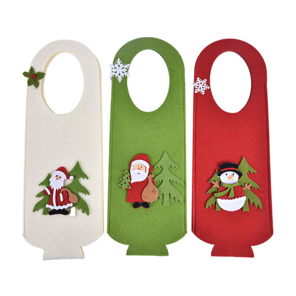 Christmas Wine Bottle Cover Santa Claus Xmas Decorations For Hom Beige 40x14