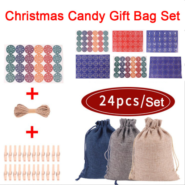 Decorative Hanging Bag Christmas Cotton Linen Set Xmas Gift G