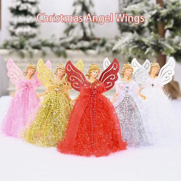 Elegant Mini Angel Christmas Tree Pendant With Feather Wings For White
