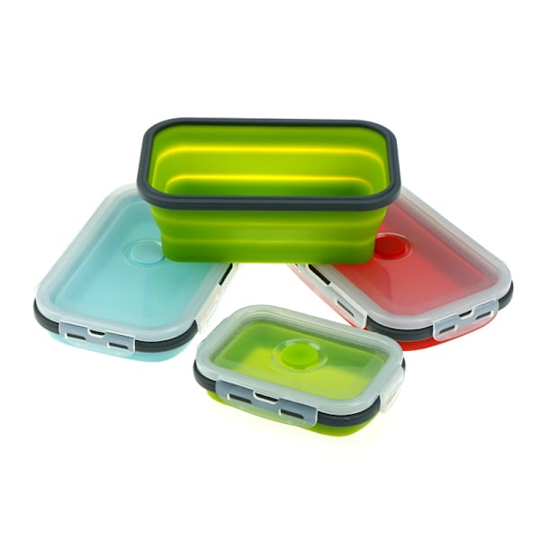 Silicone Lunch Box Portable Bowl Colorful Folding Food Lunchbox Green M