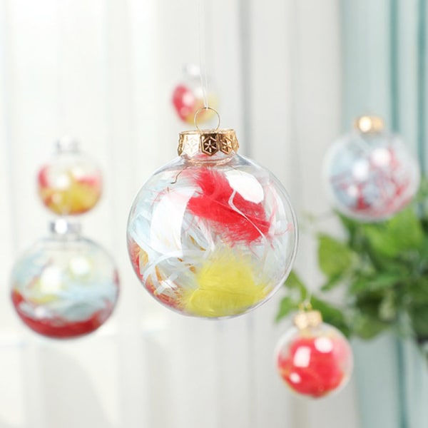 Transparency Plastic Balls Sphere Fillable Christmas Tree Orname C: Silver 8cm