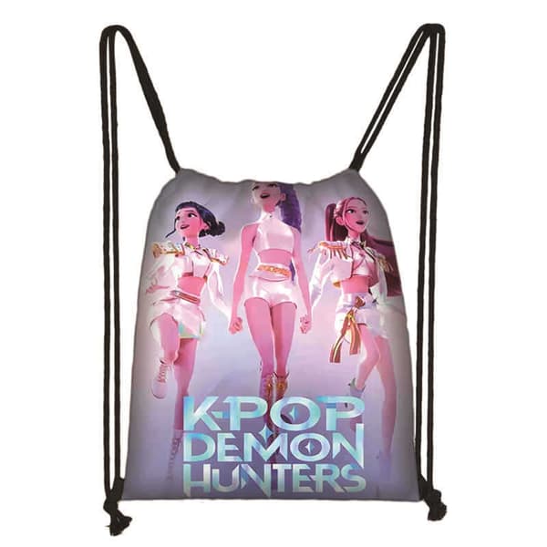 Gymbag for barn | Komfortabel og praktisk K-Pop Demon Hunter Anime-inspirert mørk design svart barnebag-FF-