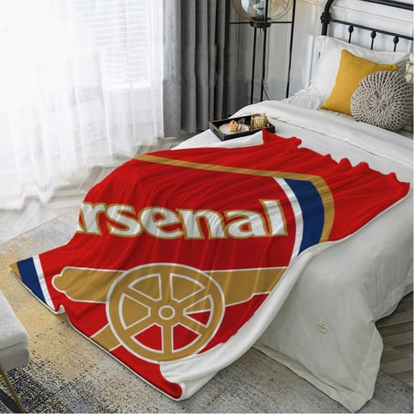 130*150cm Arsenal Football Club Supermyk Micro Fleece Teppe Egnet for Hjem Sofa Seng Komfortabel Varm Gave Dekorasjon 3D-trykt Teppe-FF-
