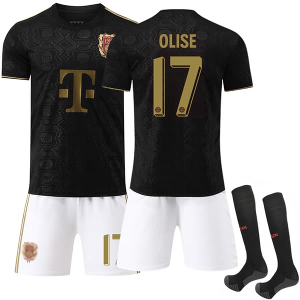 Bayern München 125-årsjubileum Svart Fotballtrøye med Sokker No.17 Olise No.17 OLISE No.17 OLISE-FF-
