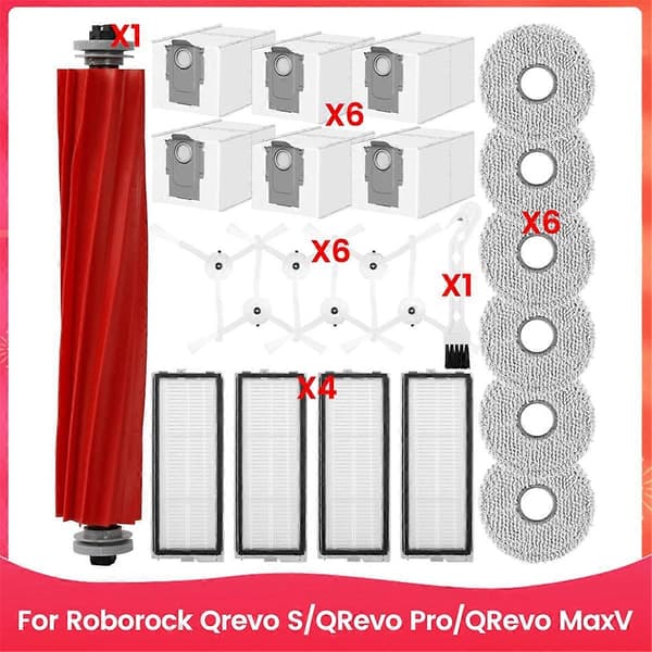 För Qrevo S/QRevo Pro/QRevo MaxV Robotti-imurin pääharjat Sivuharjat Hepa-suodatin Moppiliina Pöly-FF-