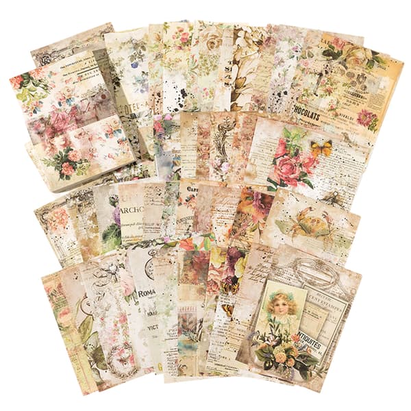 Scrapbooking forsyninger sæt til kreative hjerner, Junk Journal forsyninger med vintage scrapbogspapir, genplaceret og revet kompatibel dekorativ