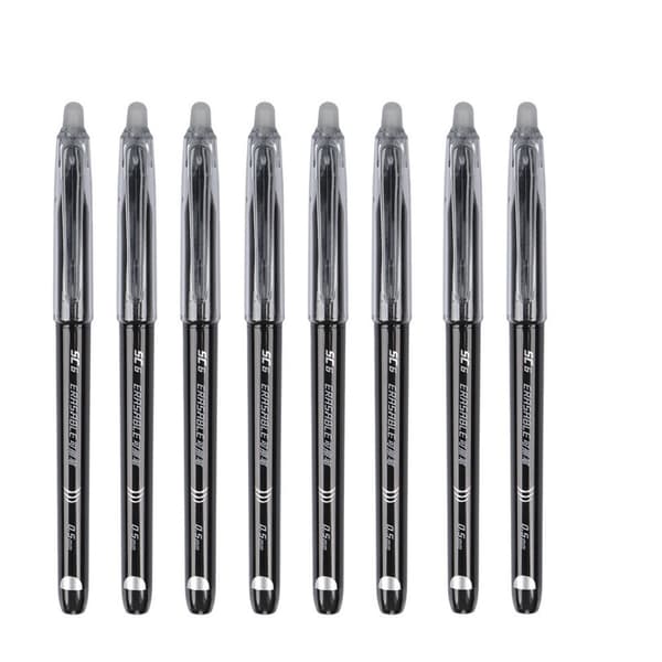 Viskelæder Penne Sort Viskelæder Pen, 8 stk. Gnid Ud Penne med Viskelæder, 0,5 mm Spids Gel Blæk Viskelæder Pen med Viskelæder, Skrivepenne til Børn V