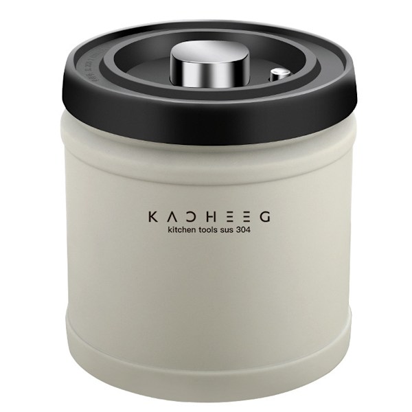 Vakuumforseglet kaffebønneopbevaringsbeholder, lufttæt beholder i rustfrit stål til teblade og tørrede frugter, stort Easy-Pull munddesign med