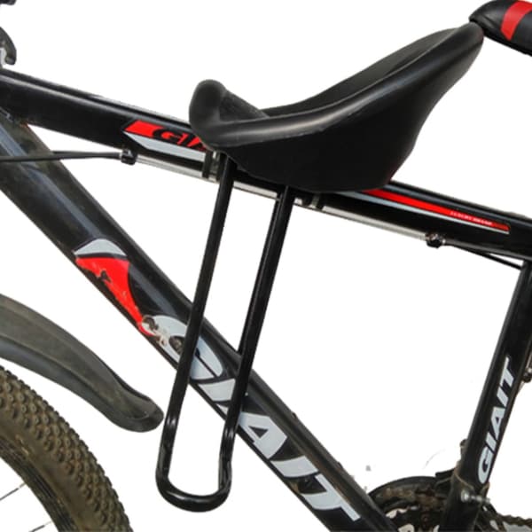 Frontmonterte sykkelseter for barn, ryggstøttepute og fotpedaler for barn 2-8 år, slitesterkt metall ABS-materiale som ikke skader rammen