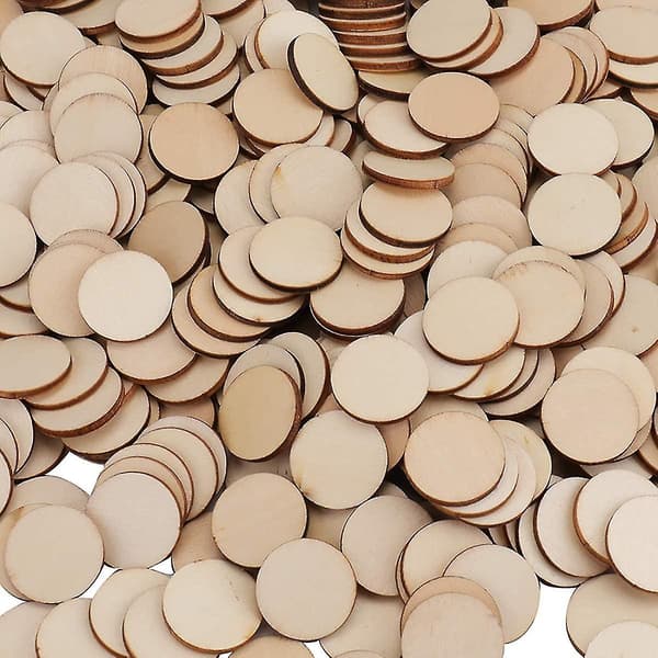 400 Stykker 1 Tomme Ubehandlede Tre Håndverksirkelutklipp Runde Naturlige Treplater Sirkler Skiver For DIY Håndverk Og Dekorasjon