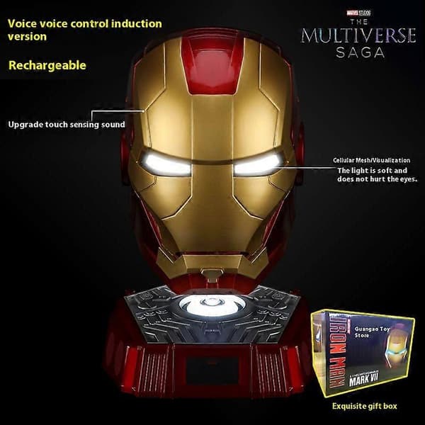 Autoking 1:1 Mk5 Iron Man Hjelm Cosplay Engelsk Stemmeaktivert Øyeglød Modell Leketøy Voksen Elektrisk Bærbar Julegave