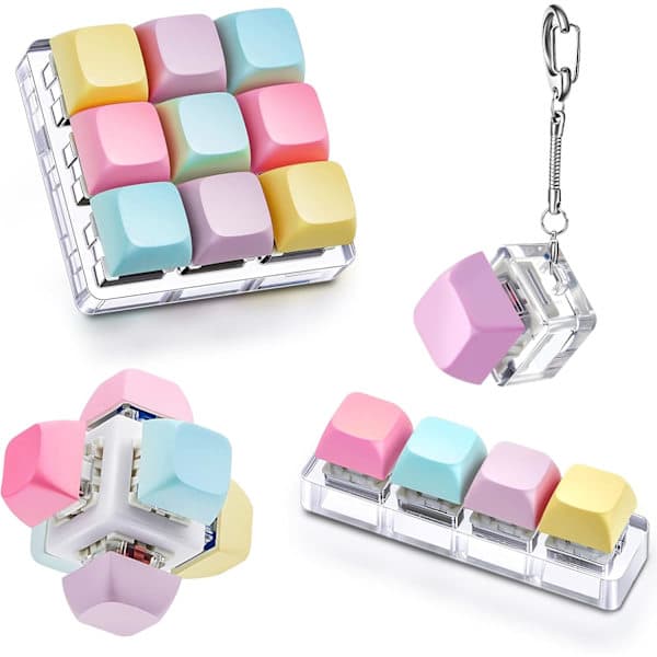 Taiyin 4 stk. tastaturleketøy Klikker tastatur Fidget nøkkelring Dekompresjonsleker Knapp Stressavlastningsgaver for voksne for å lindre stress og