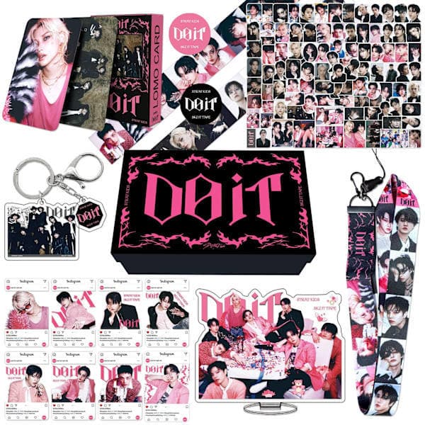 STRAY KIDS Offisiell Merchandise - Hyunjin Nøkkelring, Kort og Klistremerkesett | For Samlere og STAY StrayKids Gaveeske DO IT