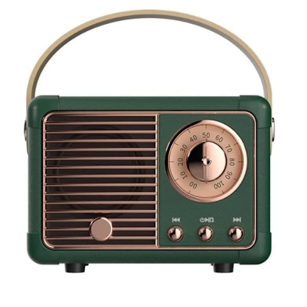 Retro Bluetooth-høyttaler, Vintage FM-radio, Høyt volum, Bluetooth 5.0 Trådløst TF-kort, Grønn