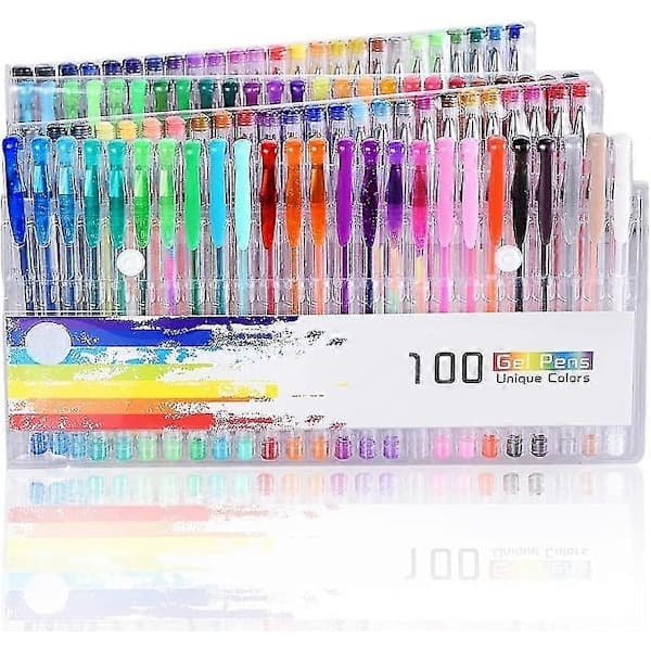 100-pak glitter gelpenne sæt flerfarvede gelpenne sæt perfekt til voksne malebøger tegning malebog