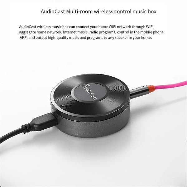 Langaton WiFi-musiikin äänivirran vastaanotin Audiocast Ieast Play M5 DLNA Airplay-äänisovittimelle monihuonevirtoja varten