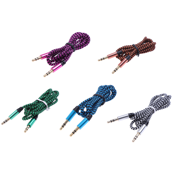 1m Braided 3.5mm Jack Stereo Audio Extension Male To Auxili Pink
