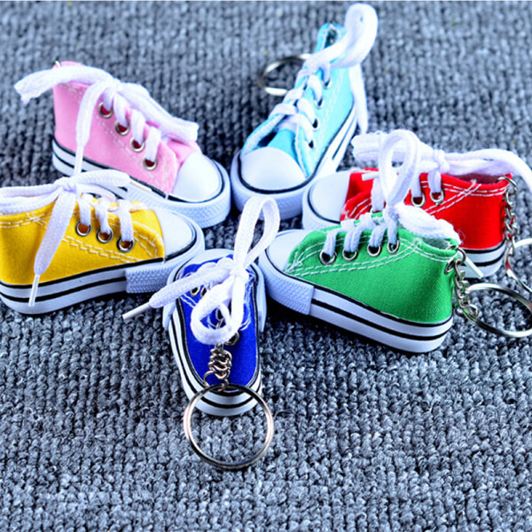 1pc Canvas Cool Top Sneaker Tennis Shoes Key Chain Ring Keyring Navy 0