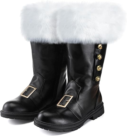 Santa Claus-kampstøvler for menn med bred topp, egnet for Halloween- og julekostymer, størrelse 39.