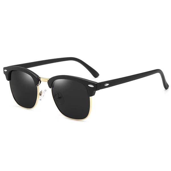 Matte Svarte Solbriller Clubmaster Gull Svart Glass