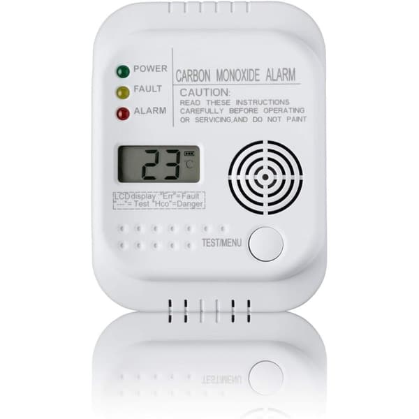 Fristående karbonmonoksiddetektor – Batteridrevet – Temperaturvisning – Hørbar alarm > 85 dB