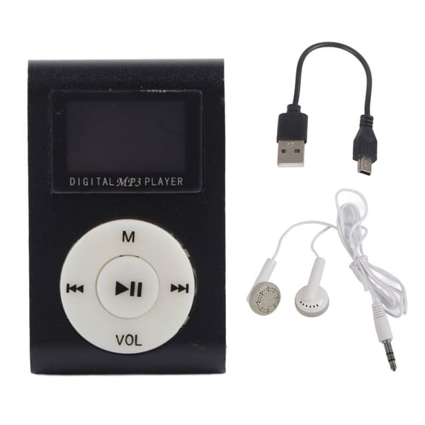 Mini bærbar MP3-musikafspiller med LCD-skærm og understøttelse af hukommelseskort (sort)
