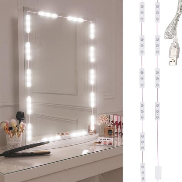 Hollywood LED-meikkipeilivalot – 10-osainen USB-setti 3 valovärillä
