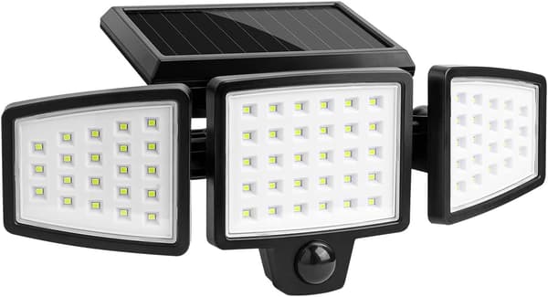 72 LED solcellelamper utendørs bevegelsessensor 1200LM 6500K, 360° roterbar