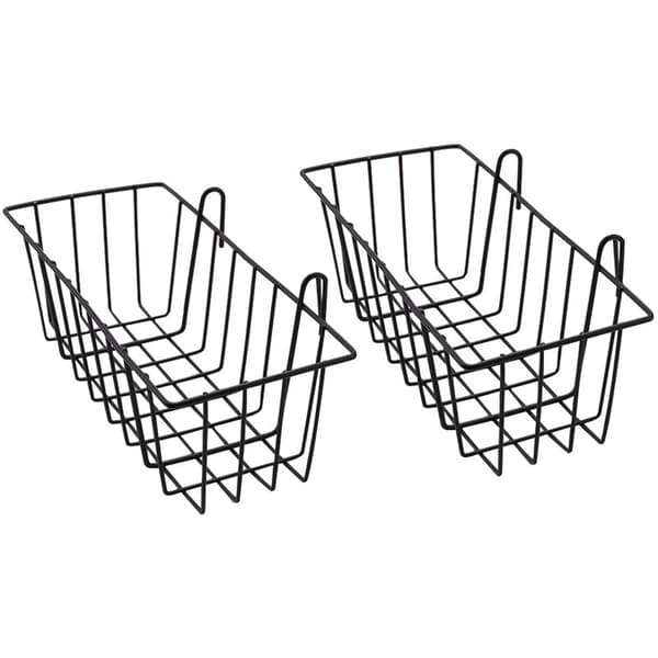 2-pakning hengende metallkurver for vegggitterpanel, gitteroppbevaringskurv, kurvdisplay for kjøkken,