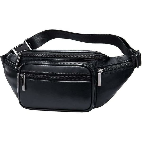 Læder Fanny Pack Talje Taske Til Mænd Kvinder Rejse Vandring Løb Hip Bum Bælte Slim Mobiltelefon Pung