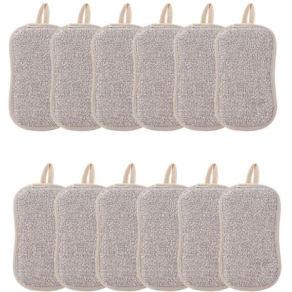 12 stk dobbeltsidig rengjøringssvamp skuresvamp gjenbrukbar mikrofiber rengjøringsklut husholdningskjøkken rengjøring B