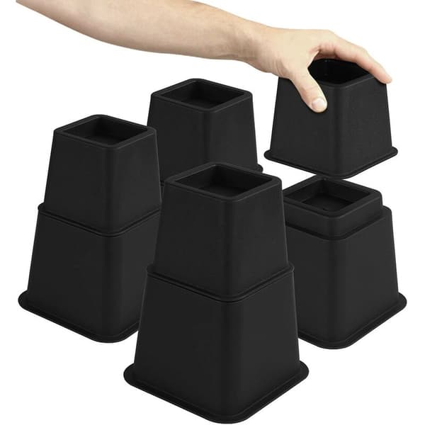 8 stk Justerbare Møbelhevere (4 Høye, 4 Lave) - Plassbesparende Hevere for Seng, Bord og Sofa (8 til 20 cm) (Svart) -