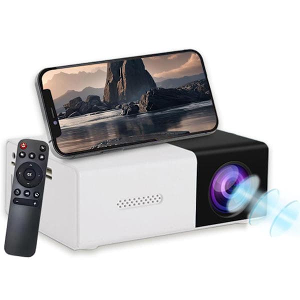 Miniprojektor - Full HD 1080p, Bærbar, Lav Støy, Opptil 60\" Bilde, Kompatibel med Flere Enheter, for Hjem og Utendørs Svart