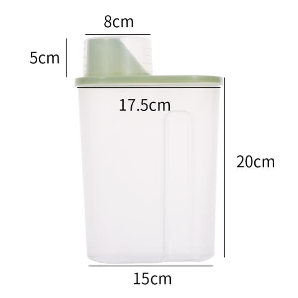 Opbevaringsboks til vaskemiddel med låg, plastikbeholder, kreativ husholdningsbeholder, speciel vaskemiddelboks, opbevaringsspand, nordisk grøn 2,5L