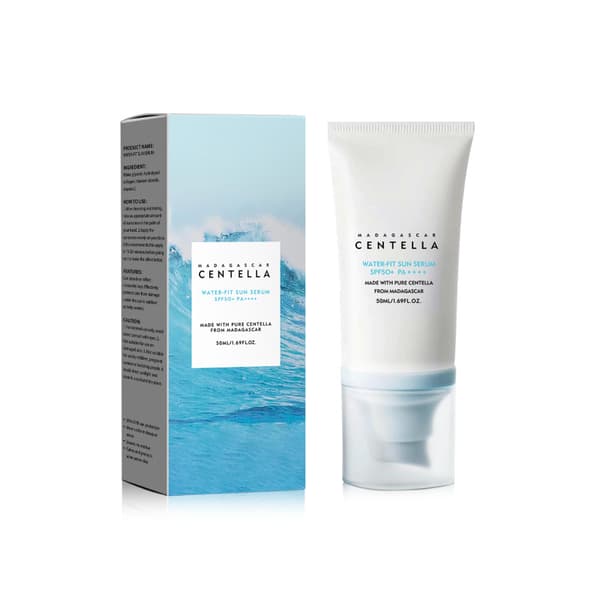 1-pakning SPF50+ solkrem med Centella Asiatica-ekstrakt for sterk UV-beskyttelse, vannbasert solkrem