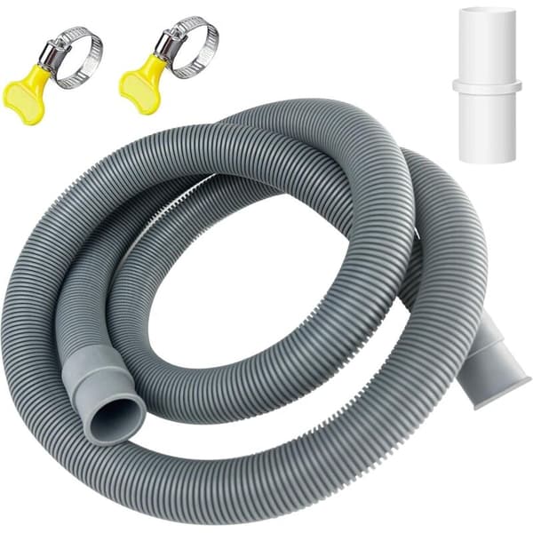 1,5 m fleksibel avløpsslange – 20 mm diameter – EVA + PE-materialer – Slangeklemmer inkludert – For vaskemaskiner og oppvaskmaskiner