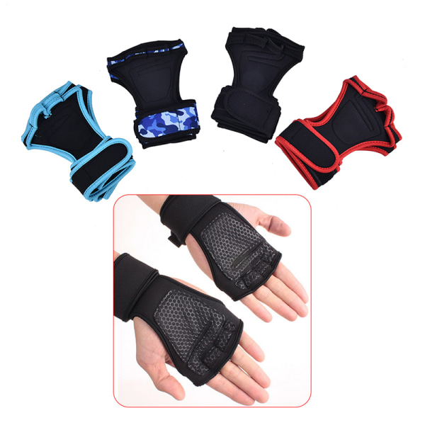 1pair Weight Lifting Gloves Training Fitness Glove Wristband Han Blue