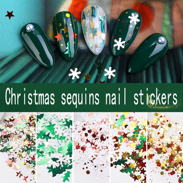 Christmas Decor Tips Snowflake Nails Sequins Nail Art Glitters G 2