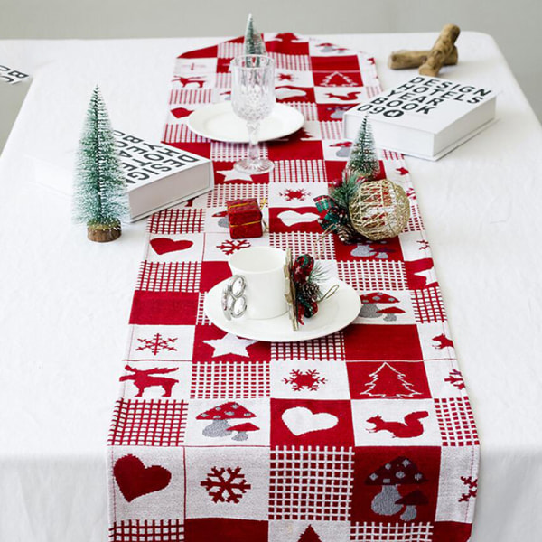 Christmas Table Runner 14x67" Size Essential Home New Red---tabl N2