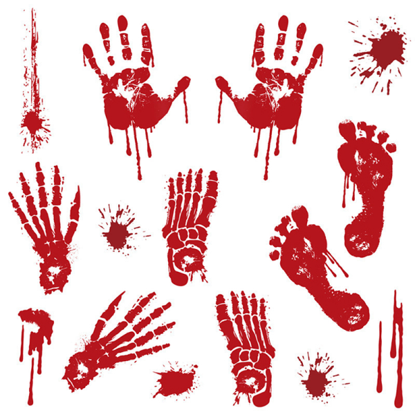 Halloween Horror Decoration Wall Stickers Blooding Handprint Blo D