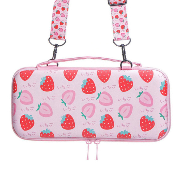 No name Til Nintendo Switch Oled Opbevaringstaske Game Host Protection Bag Strap Skulderrem Strawberry Shape