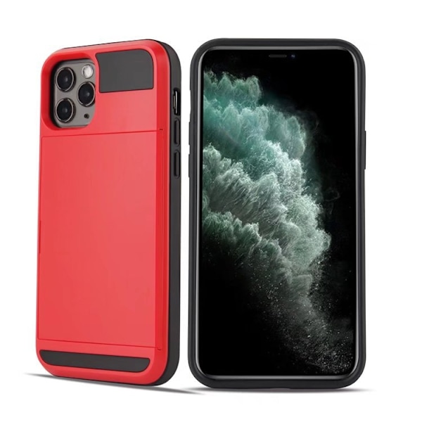 Skal för iPhone 13mini rött skjutbart kortfack två i ett hållare plånbok