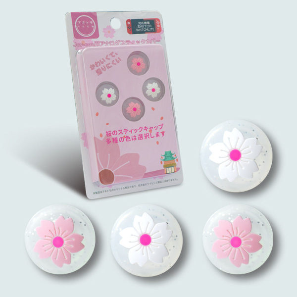 No name Til Nintendo Switch Protective Shell Tpu Soft Cover Glitter Ns Pink Girl Cherry Blossom Theme Joystick Cap