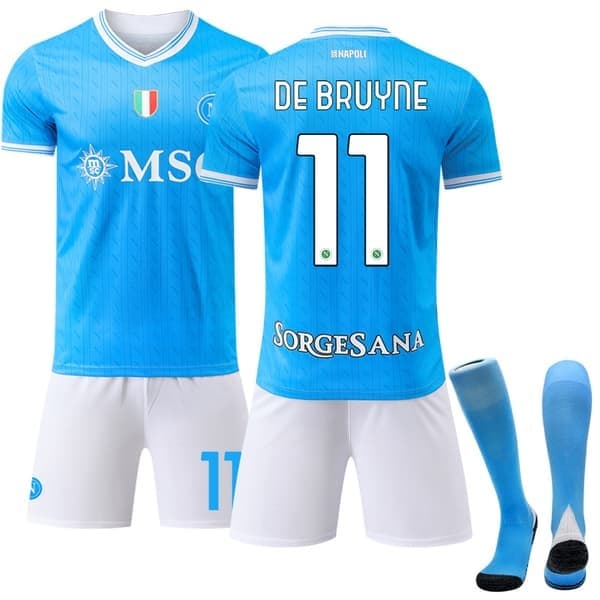 2025-2026 Napoli Fotballdraktsett for barn og voksne, nr. 11 De Bruyne, størrelse 20