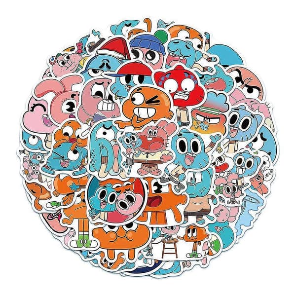 50 kpl/setti The Amazing World Of Gumball -koristetarroja kannettavaan tietokoneeseen, matkalaukkuun, puhelimeen, polkupyörään, rullalautaan