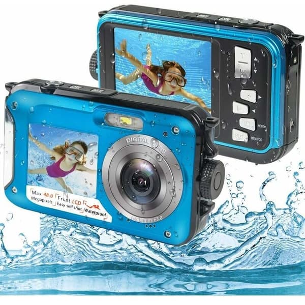 Vanntett Digitalkamera 48MP 2.7K Full HD Undervannskamera med Dobbel Skjerm 16X Zoom Selvutløser